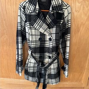 Plaid Double-Breasted Women's Coat